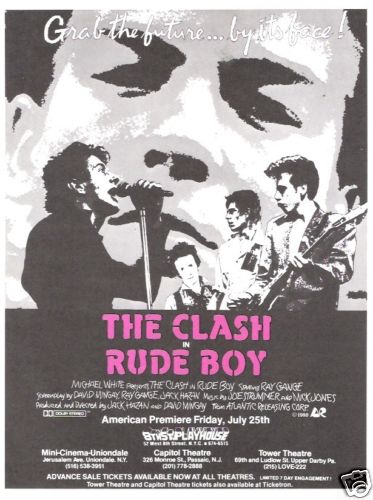 RARE CLASH RUDE BOY MOVIE POSTER FLYER ORIGINAL PUNK NM