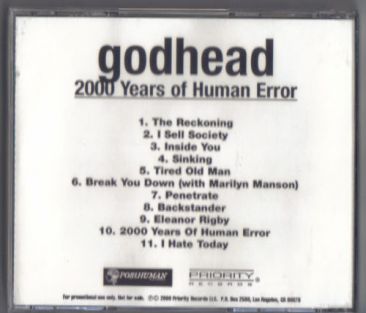 GODHEAD CD 2000 YEARS OF HUMAN PROMO MARILYN MANSON