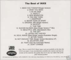 RARE INXS CD ACETATE BEST OF INXS RHINO PROMO+UNREL TRX