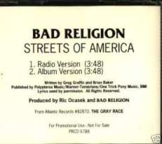 BAD RELIGION CD S STREETS OF AMERICA WHITE RADIO PROMO
