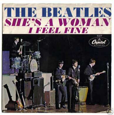 RARE BEATLES 45 7" SHE'S A WOMAN /I FEEL FINE W/SLEEVE